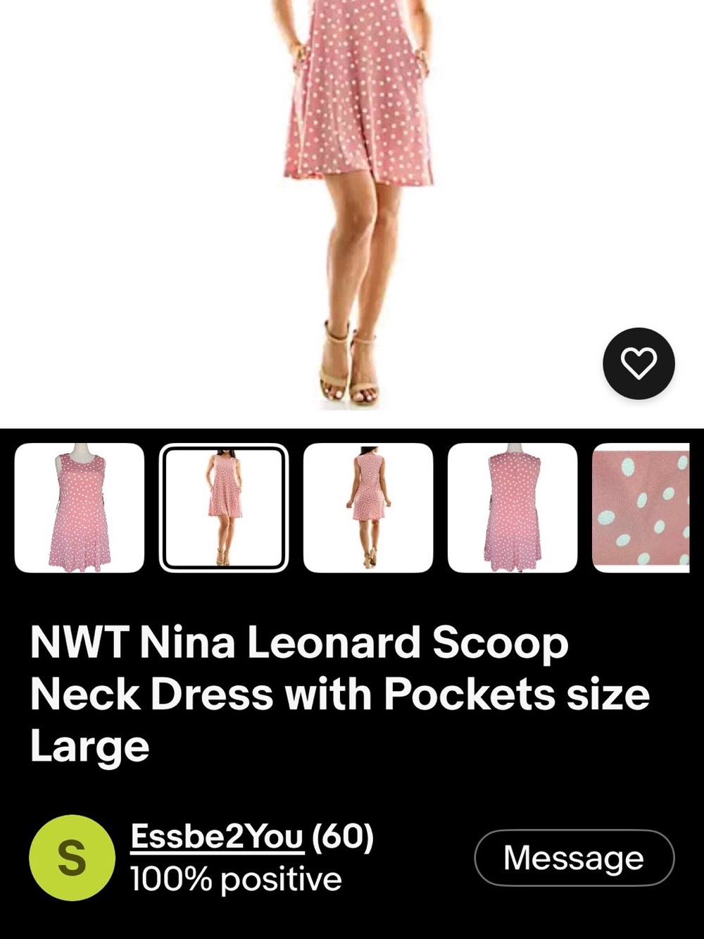 Nina Leonard Scoop
Neck swing Dress with Pockets. Size medium. Like new - Picture 7 of 7